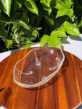 Vintage Anchor Hocking "Swedish Modern" Clear Glass Oval Relish Dish